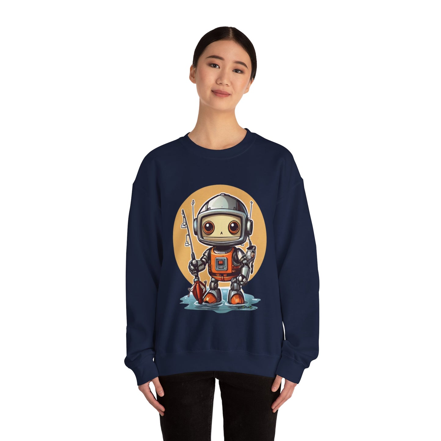 Fishing Robot Unisex Heavy Blend™ Crewneck Sweatshirt