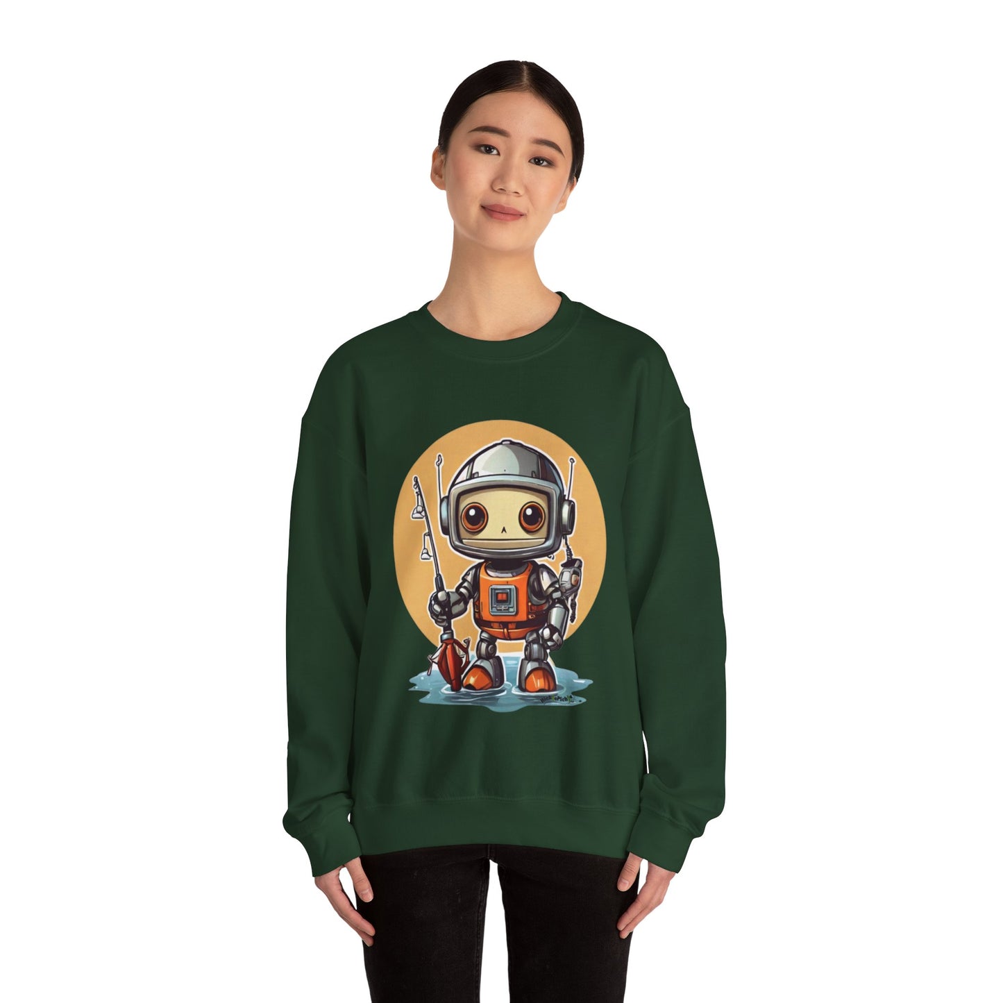 Fishing Robot Unisex Heavy Blend™ Crewneck Sweatshirt