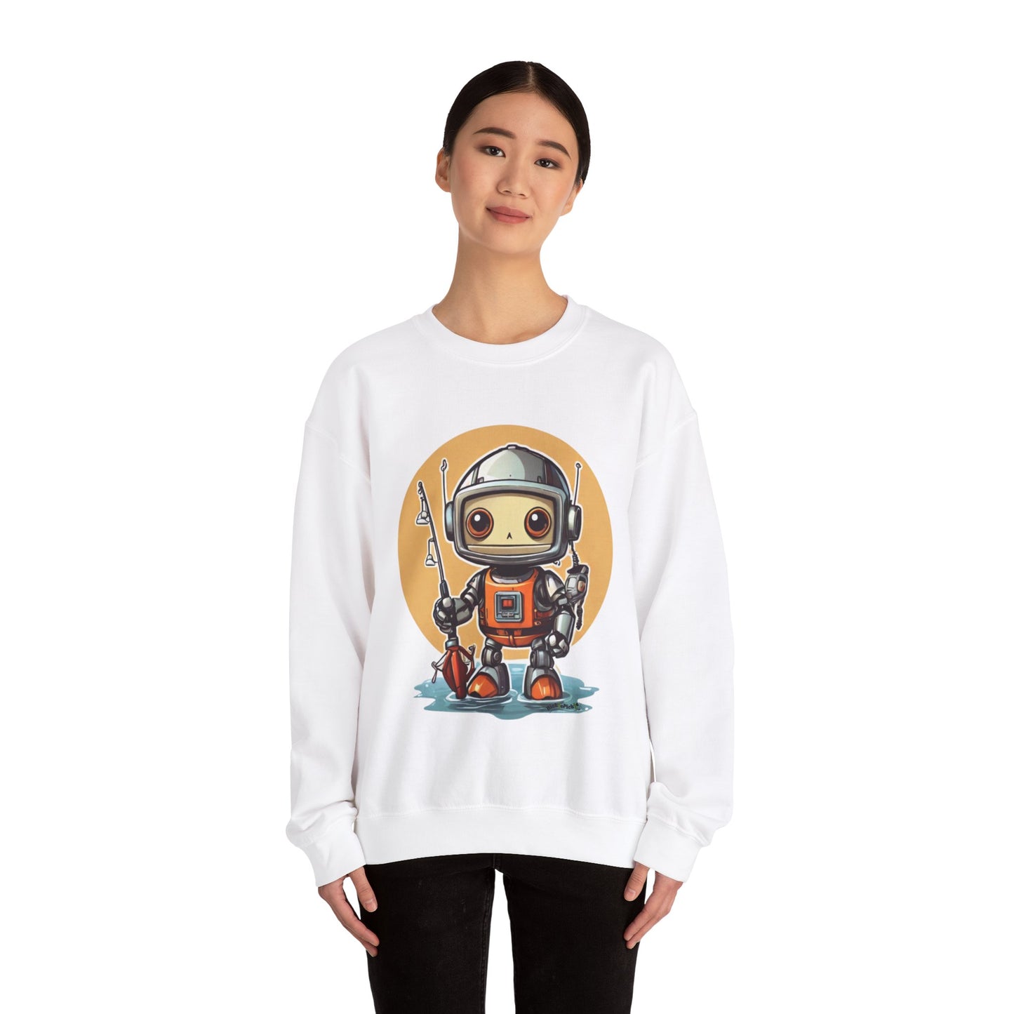 Fishing Robot Unisex Heavy Blend™ Crewneck Sweatshirt