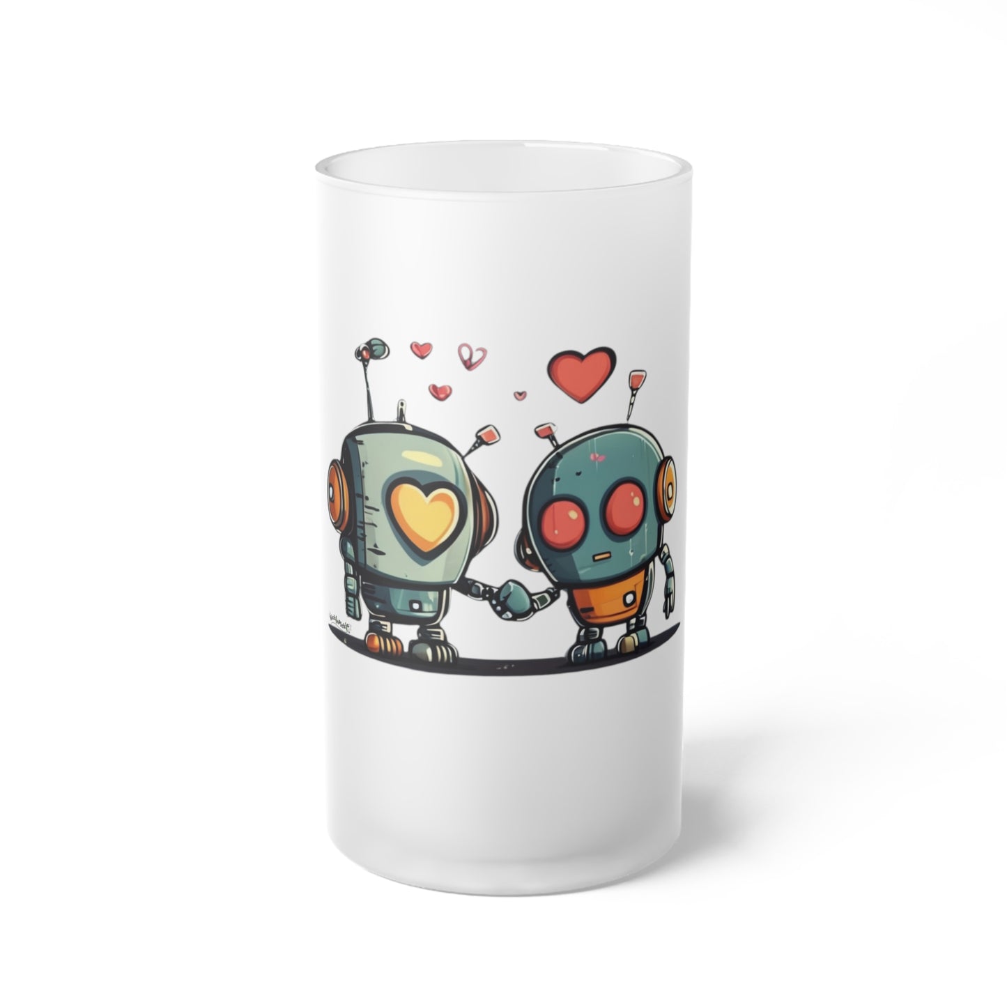 Love Robot Frosted Glass Beer Mug