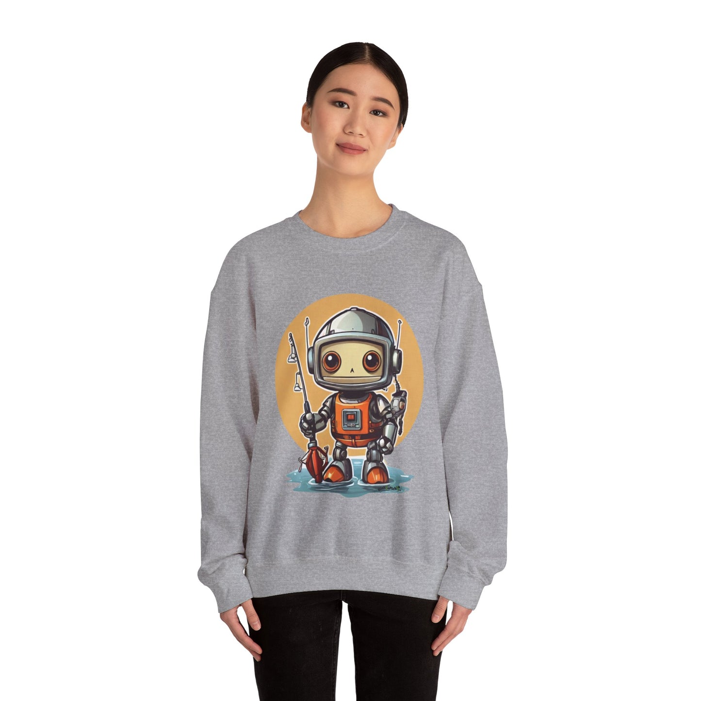 Fishing Robot Unisex Heavy Blend™ Crewneck Sweatshirt