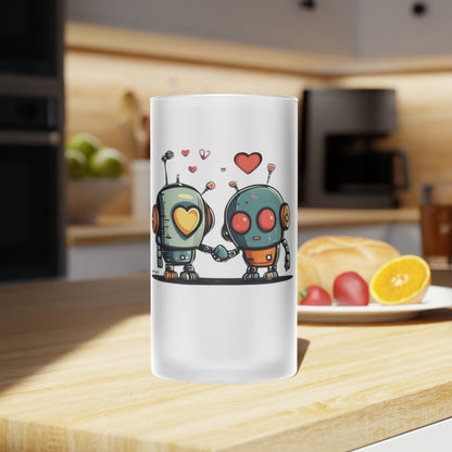 Love Robot Frosted Glass Beer Mug