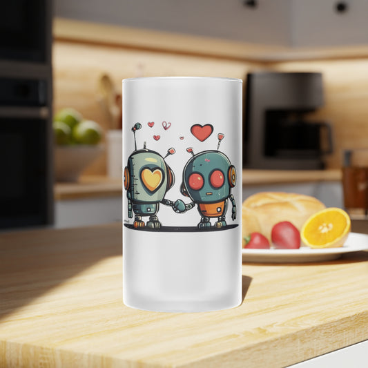 Love Robot Frosted Glass Beer Mug