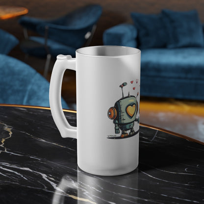 Love Robot Frosted Glass Beer Mug