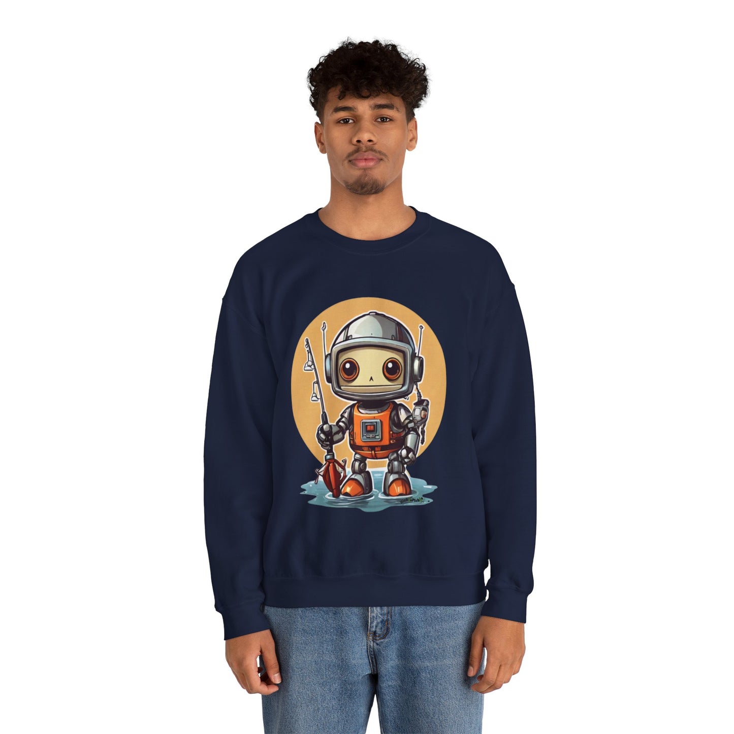 Fishing Robot Unisex Heavy Blend™ Crewneck Sweatshirt